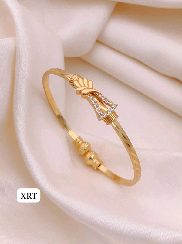 π KANAF CZ AD Fancy Folding Kadli | Brass Micro Gold Plated Adjustable Kada | Daily Wear Gold Look Bangle for Women & Girls