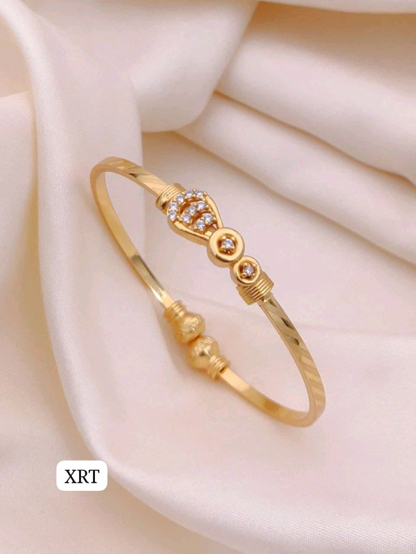 π KANAF CZ AD Fancy Folding Kadli | Brass Micro Gold Plated Adjustable Kada | Daily Wear Gold Look Bangle for Women & Girls