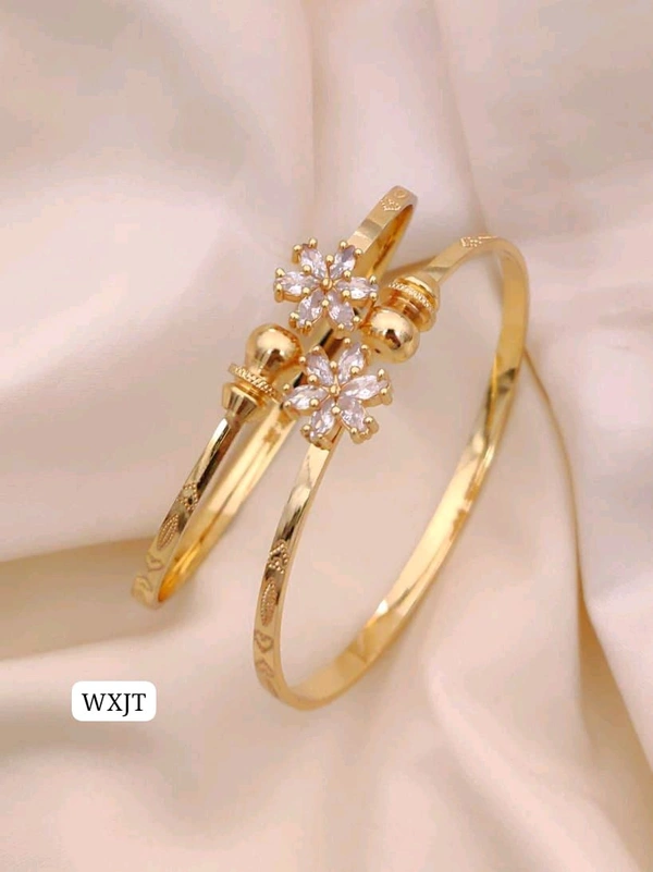 Kanaf ✨ KANAF Folding Ruby Kadli | Elegant Gold-Plated Floral AD Stone Kada for Women & Girls