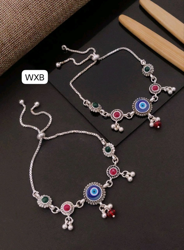 Kanaf ๐ซ KANAF Silver Fancy Oxodized Broch Payal | Free Size Folding Traditional Anklet for Women & Girls