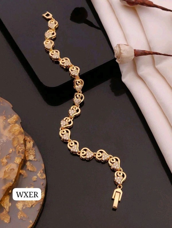 Kanaf ๐ KANAF Rose Gold Imported Quality AD Diamond Bracelet | Elegant Heart Motif Designer Bracelet for Women & Girls