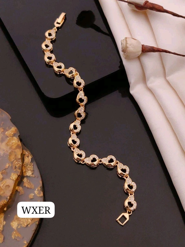 Kanaf ๐ KANAF Rose Gold Imported Quality AD Diamond Bracelet | Classic Circle Link Design for Women & Girls