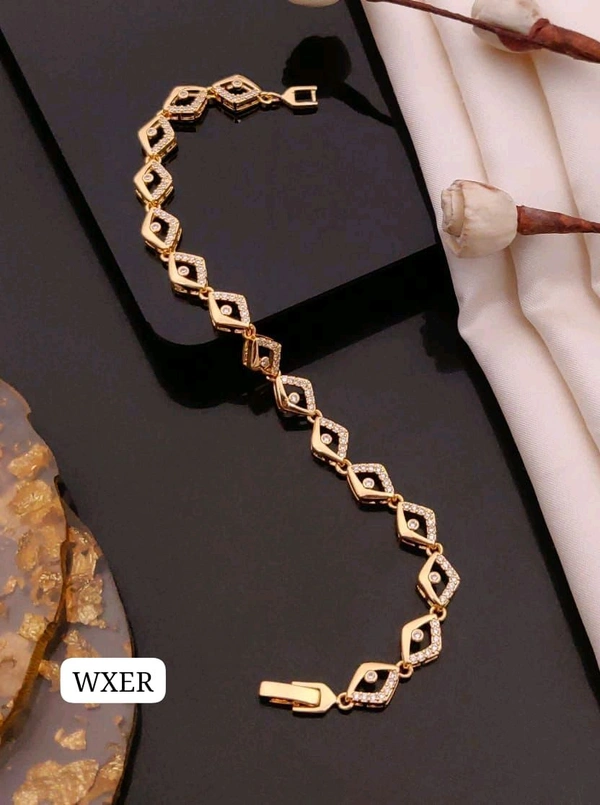 Kanaf ✨ KANAF Rose Gold Imported Quality AD Diamond Bracelet | Elegant Geometric Design Bracelet for Women & Girls