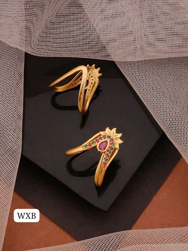 Kanaf π« KANAF Diamond AD Gold Plated Ghoda Free Size Ring π | Elegant Adjustable Ring with Multi-Colour Stones