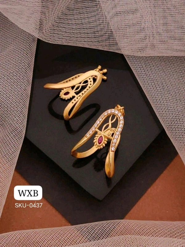 Kanaf ๐ซ KANAF Diamond AD Gold Plated Ghoda Free Size Ring ๐ | Elegant Adjustable Designer Ring for Women | Party & Daily Wear