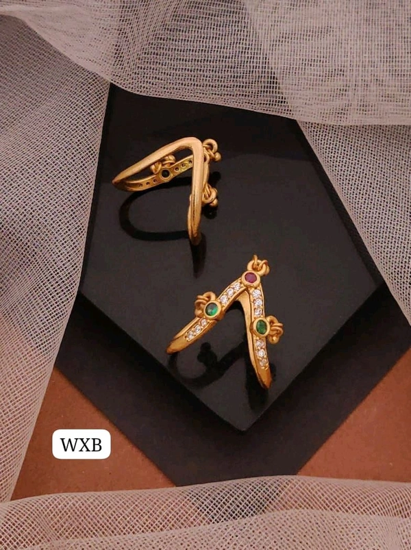 Kanaf ๐ KANAF Diamond AD Gold Plated Ghoda Free Size Ring | Multicolor Stone Design | Adjustable Unisex Ring