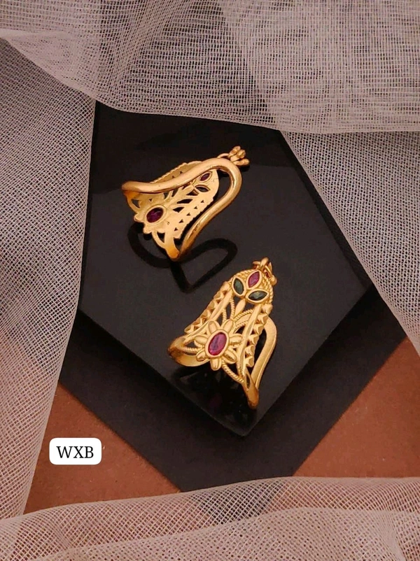 Kanaf π« KANAF Diamond AD Gold Plated Ghoda Free Size Ring π | Fancy Adjustable Party Wear Finger Ring for Women