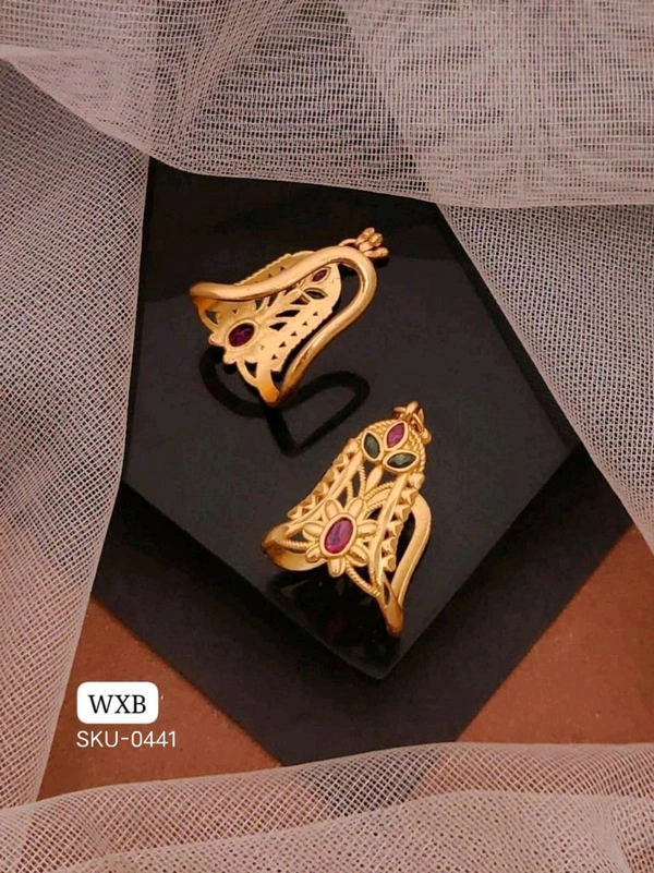 Kanaf ๐ซ KANAF Diamond AD Gold Plated Ghoda Free Size Ring ๐ | Fancy Adjustable Party Wear Finger Ring for Women