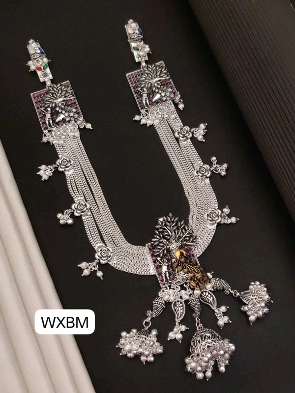 Kanaf 💫 KANAF Fancy Silver Diamond Oxidised Kandora | Heavy Peacock Design Waist Belt | Antique Oxidised Bridal Jewellery | Premium Quality