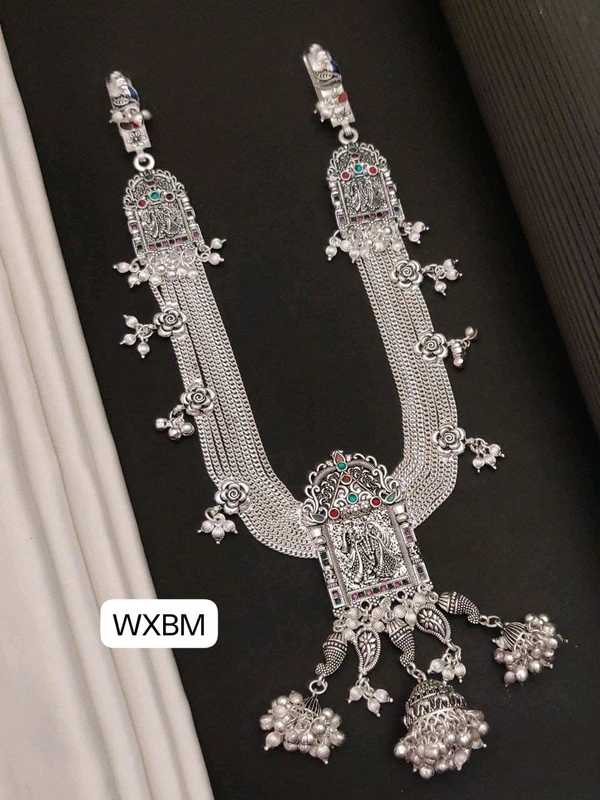 Kanaf 💫 KANAF Fancy Silver Diamond Oxidised Kandora for Women | Antique Temple Design | Heavy Bridal Waist Belt | Premium Quality Oxidised Finish