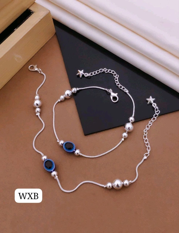 Kanaf ๐ซ KANAF Silver Fancy Payal for Women & Girls | Blue Stone Elegant Anklet | Oxidised Silver Finish | Lightweight Daily & Party Wear