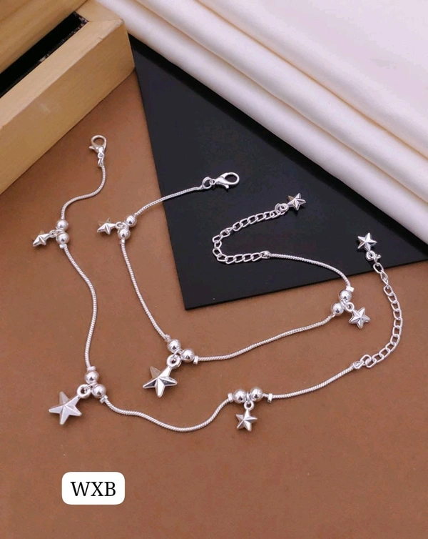 Kanaf 💫 KANAF Silver Fancy Payal for Women & Girls | Elegant Star Charm Anklet | Oxidised Silver Finish | Daily & Party Wear