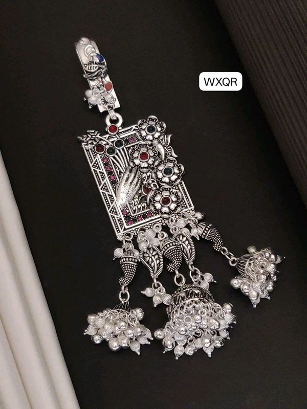 Kanaf 💫 KANAF Fancy Silver Diamond Oxidised Juda Pin | Heavy Quality Hair Accessory for Women | Traditional Bridal & Party Wear Bun Pin