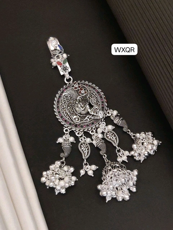 Kanaf 💫 KANAF Fancy Silver Diamond Oxidised Juda Pin | Heavy Quality Traditional Hair Accessory | Antique Designer Bun Pin