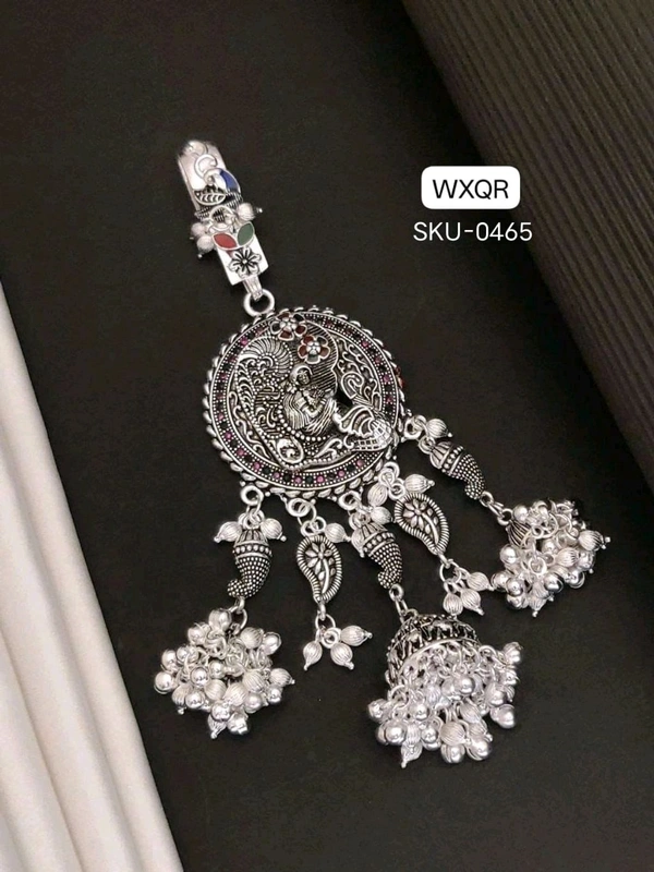 Kanaf 💫 KANAF Fancy Silver Diamond Oxidised Juda Pin | Heavy Quality Traditional Hair Accessory | Antique Designer Bun Pin