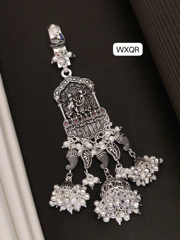 Kanaf 💫 KANAF Fancy Silver Diamond Oxidised Juda | Heavy Quality Radha Krishna Design | Traditional Hair Accessory