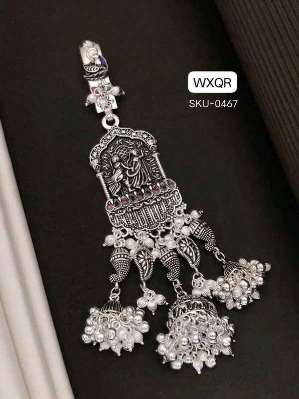 Kanaf 💫 KANAF Fancy Silver Diamond Oxidised Juda | Heavy Quality Radha Krishna Design | Traditional Hair Accessory