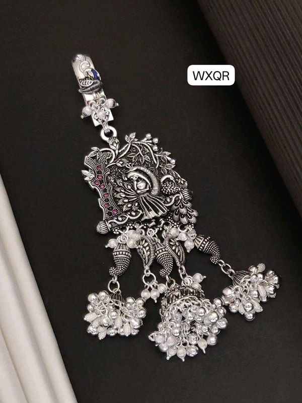 Kanaf 💫 KANAF Fancy Silver Diamond Oxidised Juda | Heavy Quality Peacock Design | Traditional Hair Accessory