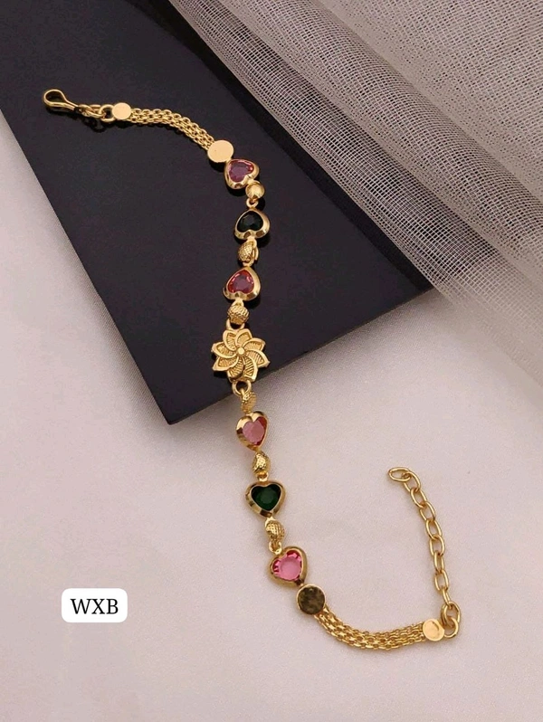 Kanaf π KANAF Fancy Multi AD Casting Bracelet | Heart Stone Design | Micro Gold Plating | Daily Wear π«