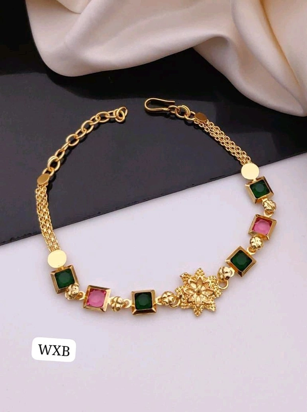 Kanaf π KANAF Fancy Multi AD Casting Bracelet | Micro Gold Plating | Daily Wear Adjustable Designer Bracelet for Women & Girls