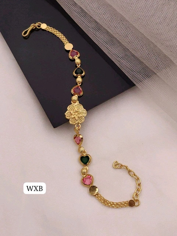 Kanaf π KANAF Fancy Multi AD Casting Bracelet | Dual-Color Heart Stones | Micro Gold Plating | Daily Wear π«