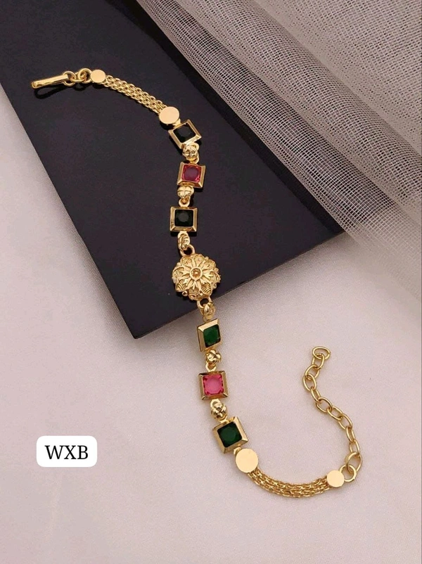 Kanaf π KANAF Fancy Multi AD Casting Bracelet | Square Stone Design | Micro Gold Plating | Daily Wear π«