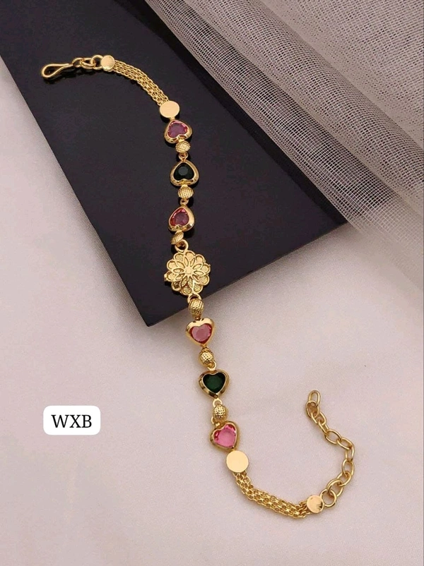 Kanaf π KANAF Fancy Multi AD Casting Bracelet | Micro Gold Plating | Daily Wear | Heart Design π«