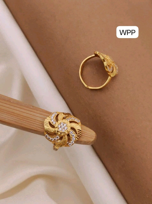 Kanaf π KANAF CZ AD Fancy Adjustable Ring | 1 Gram Forming Gold Plating | Daily Wear | Free Size π