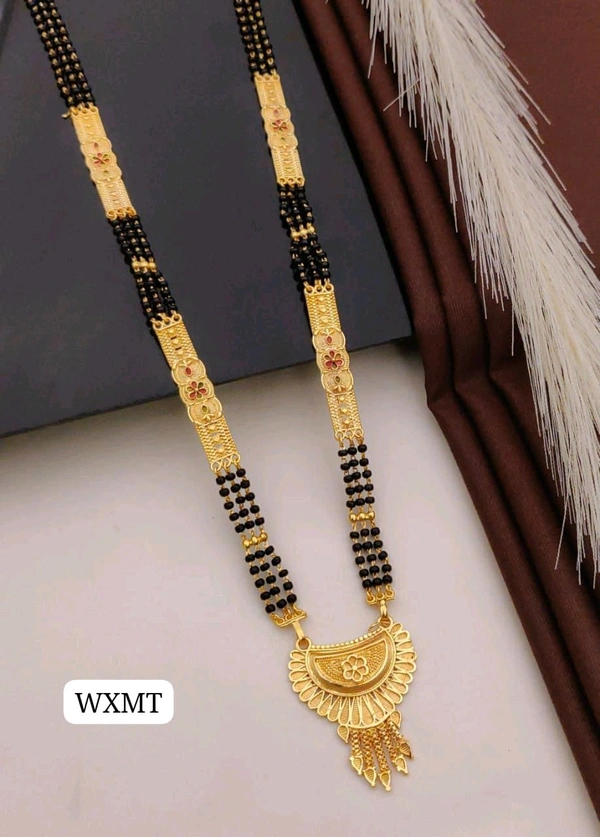 Kanaf ๐ KANAF Fancy Meena Casting MS | 3-Line Black Beads | Micro Gold Plating | Elegant Daily Wear Mangalsutra