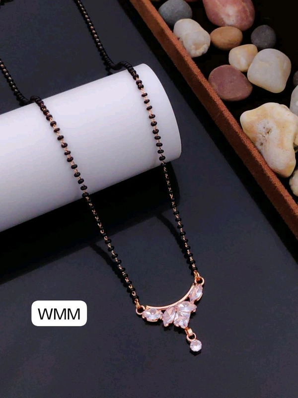 Kanaf π KANAF Rose Gold Mangalsutra Dokiyaa | Modern CZ Leaf Design | Elegant Micro Rose Gold Polish | Daily Wear Jewellery π