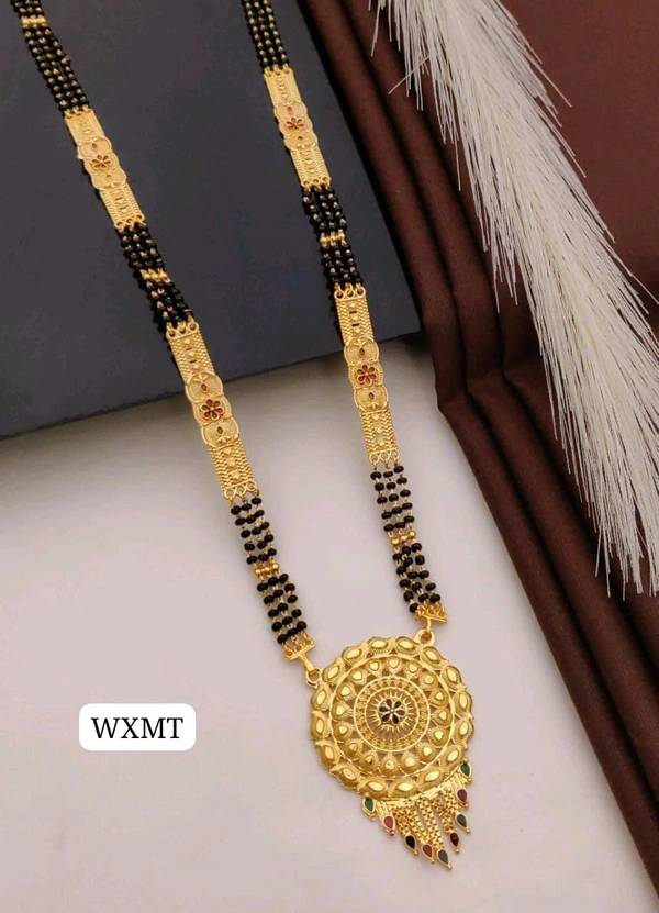 Kanaf π KANAF Fancy Meena Casting Mangalsutra | 3-Line Design | Micro Gold Plating | Daily Wear | Traditional Imitation Jewellery π