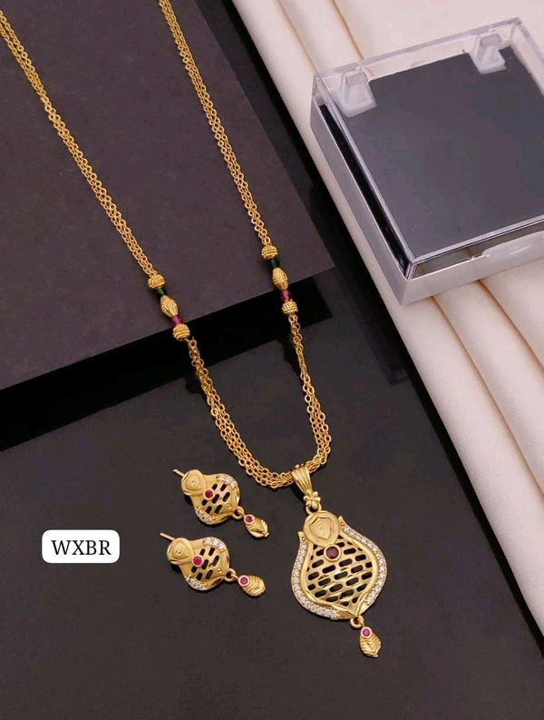 Kanaf ✨ KANAF Fancy Pendant Set | 1 Gram Gold Forming Plating | 3-Line CNC Satari Fancy Mala Chain 18" | Micro Gold Polish | Daily Wear ✨