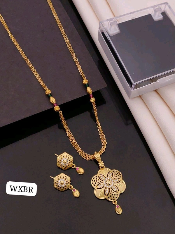 Kanaf ✨ KANAF Fancy Pendant Set | 1 Gram Gold Forming Plating | CNC Satari 3-Line Fancy Mala Chain 18" | Micro Gold Polish | Daily Wear ✨