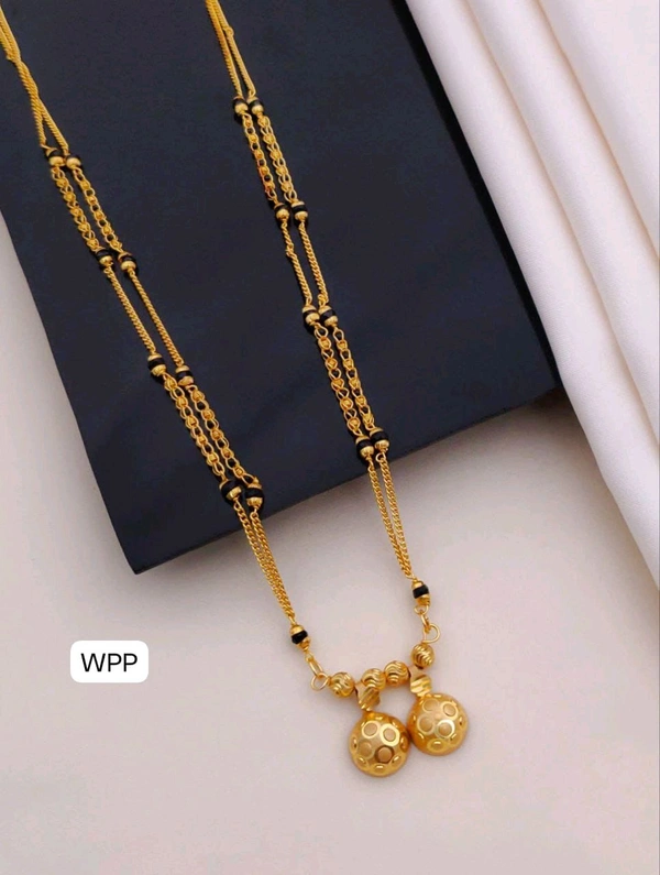 Kanaf ✨ KANAF 18" Short Marathi Mangalsutra (Sort Marathi Ms Dokiyu) | 1 Gram Gold Forming Traditional Double Bead Chain ✨