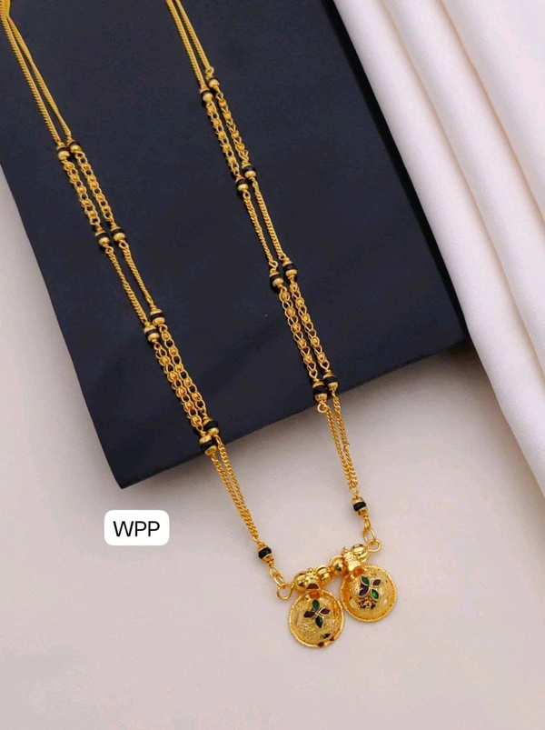 Kanaf ✨ KANAF 18" Short Marathi Mangalsutra (Sort Marathi Ms Dokiyu) | Traditional Gold Forming Black Beads Chain ✨