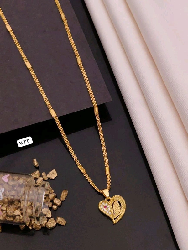 Kanaf ✨ KANAF Fancy AD Heart Pendant with Imported Box Chain (18 Inch) | 1 Gram Gold Forming Polish ✨