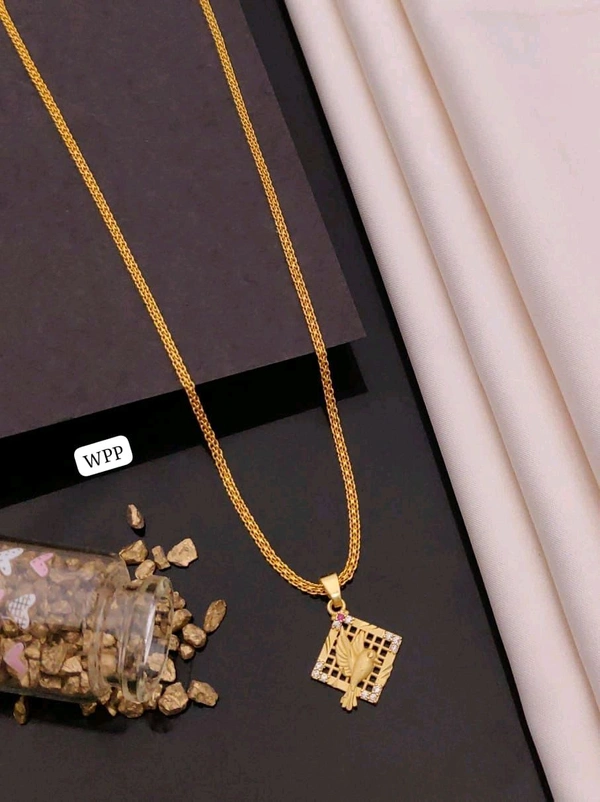 Kanaf ✨ KANAF Fancy AD Pendant with Imported Box Chain (18 Inch) | 1 Gram Gold Forming Plated Necklace ✨