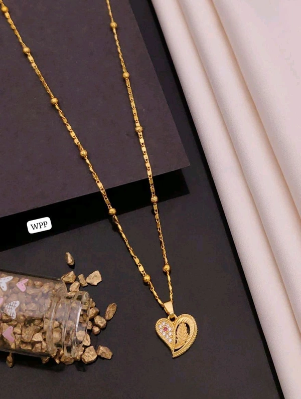 Kanaf ✨ KANAF Fancy AD Heart Pendant with Imported Box Chain (18 Inch) | 1 Gram Gold Forming Polish ✨
