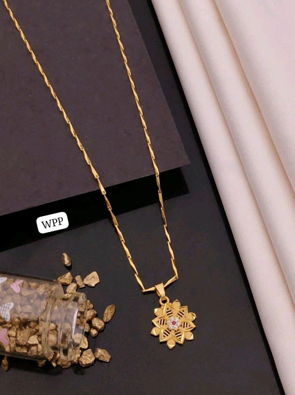 Kanaf ✨ KANAF Fancy AD Pendant with Imported Box Chain (18 Inch) | 1 Gram Gold Forming Polish ✨