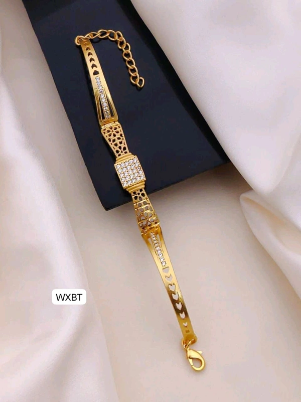 Kanaf ✨ KANAF AD Kada Bracelet – Square CZ Design | 1 Gram Gold Forming Plated Kada for Women ✨