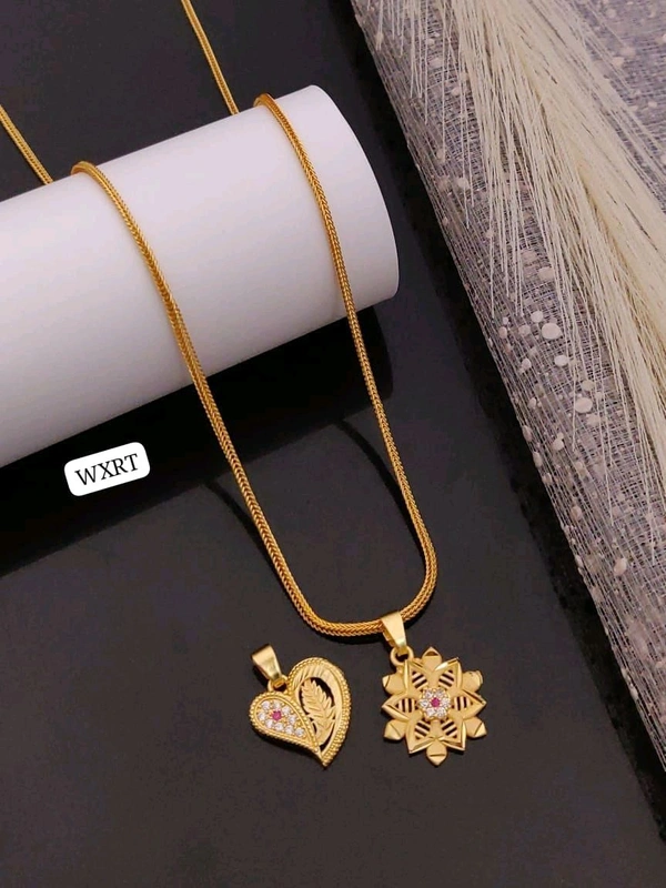 Kanaf ✨ KANAF CZ AD Fancy Pendant Combo (2 Pc) with 1 Gram Gold Forming Polish & Elegant Chain ✨