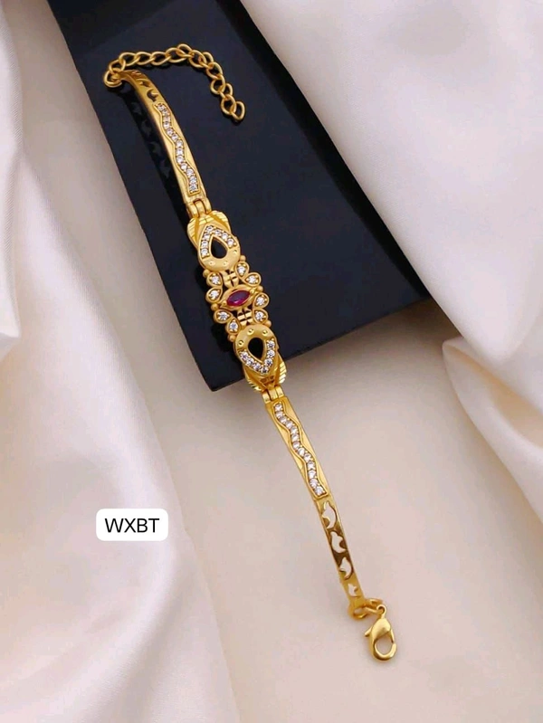 Kanaf ✨ KANAF AD Kada Bracelet – 1 Gram Gold Forming Polish with Ruby & CZ Stones ✨