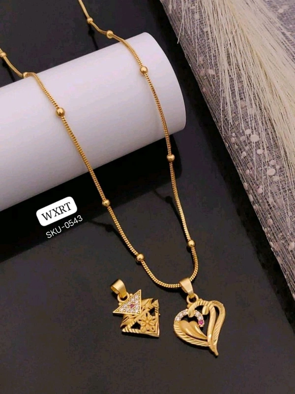 Kanaf ✨ KANAF CZ AD Fancy Pendant Combo (2 Pc) with 1 Gram Gold Forming & Bead Chain ✨