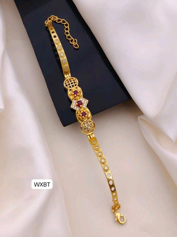 Kanaf ✨ KANAF AD Kada Bracelet – 1 Gram Gold Forming with Ruby & CZ Stones ✨