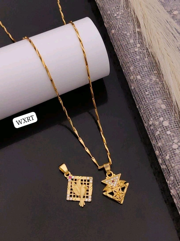 Kanaf ✨ KANAF CZ AD Fancy Pendant Combo (2 Pc) with 1 Gram Gold Forming Fancy Chain ✨