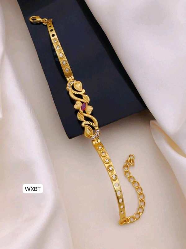 Kanaf ✨ KANAF AD Kada Bracelet – 1 Gram Gold Forming with Ruby & CZ Stones ✨