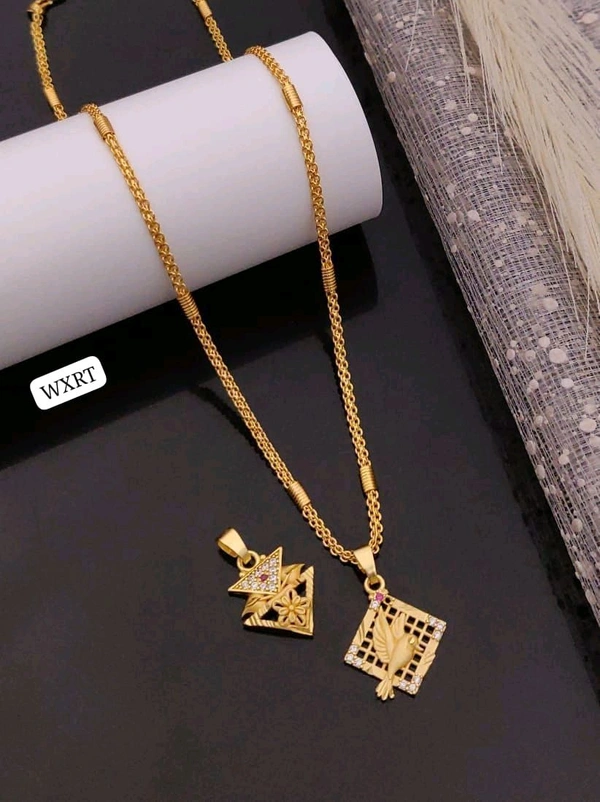 Kanaf ✨ KANAF CZ AD Fancy Pendant Combo (2 Pc) with 1 Gram Gold Forming Fancy Chain ✨