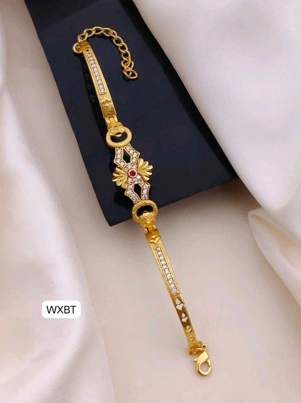 Kanaf ✨ KANAF AD Kada Bracelet – 1 Gram Gold Forming with Ruby Stone ✨