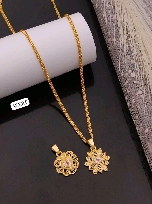 Kanaf ✨ KANAF CZ AD Fancy Pendant Combo (2 Pc) with 1 Gram Gold Forming Chain ✨