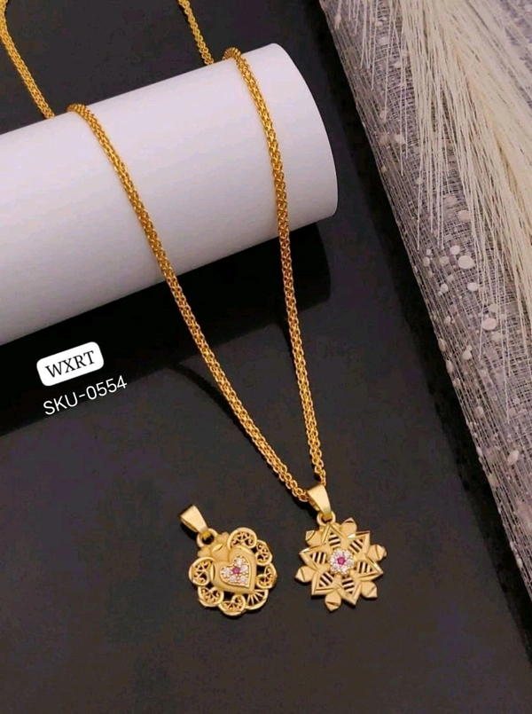 Kanaf ✨ KANAF CZ AD Fancy Pendant Combo (2 Pc) with 1 Gram Gold Forming Chain ✨